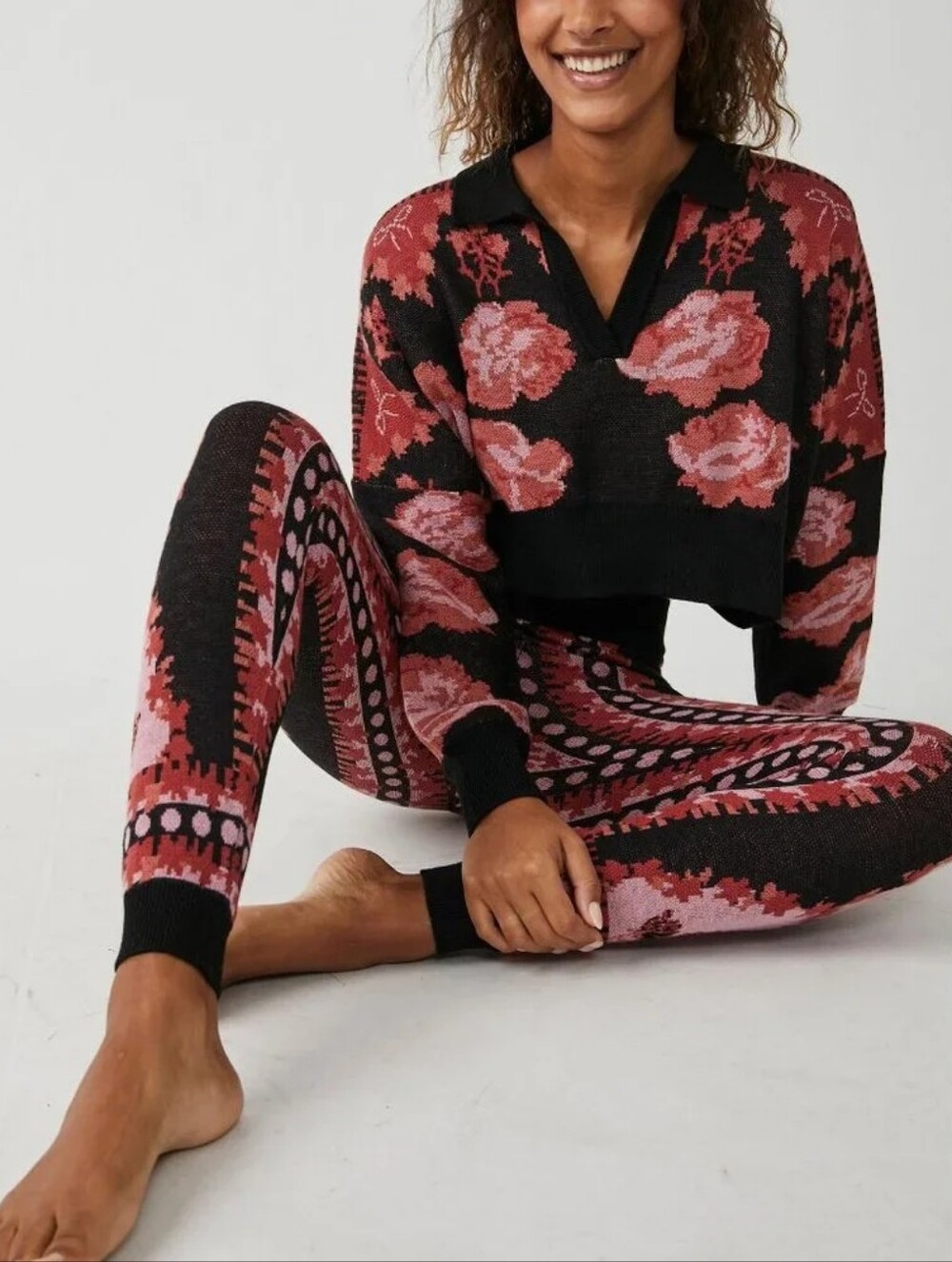 Free people Fuzzy Feelings Sweater Set